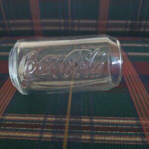 Vintage Collectable Coca Cola Can Shaped Green Glass Cup Can Shaped